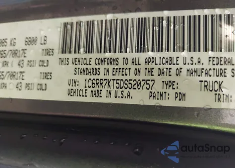 2013 Ram 1500 Tradesman z USA, uszkodzony, nr VIN 1C6RR7KT5DS520757